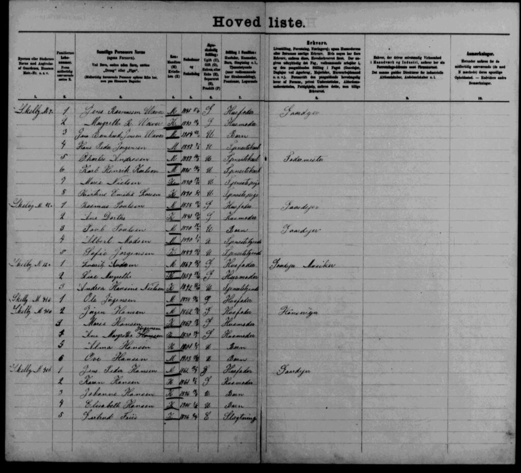 Folketælling FT-1906 Skelby Falsters Søndre Maribo. Albert Georg Madsen