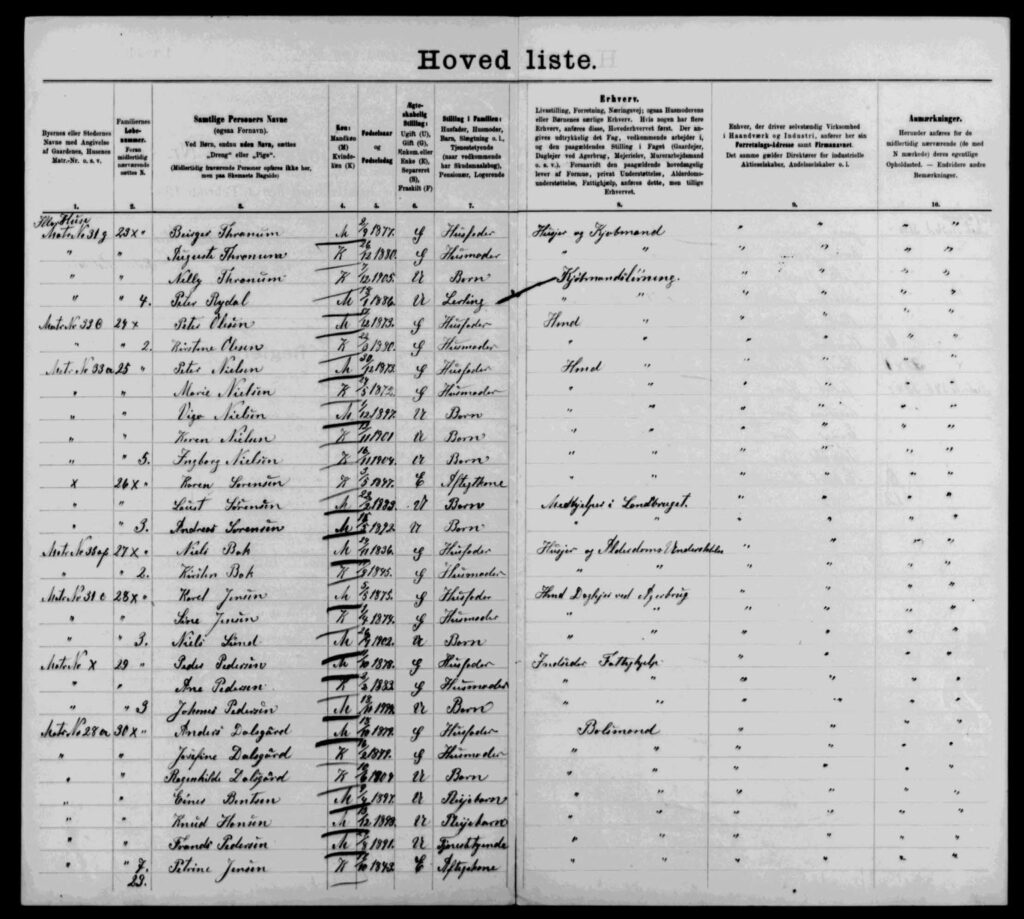 FT-1906. Bopæl per 01-02-1906, Grønbæk, Lysgård, Viborg. Bor med Augusta og deres nyfødte datter (på under 2 måneder) Nelly Elisabeth Dige (født 07-12-1905.