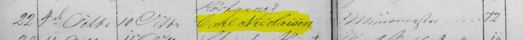 Kirkebog for Viborg, Søndre, Viborg Carl Nicolaysen død den 04-10-1853, begravet 10-10-1853.