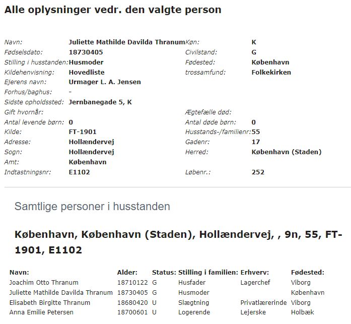 Joachim Otto (den anden) Thranum, FT-1901 København