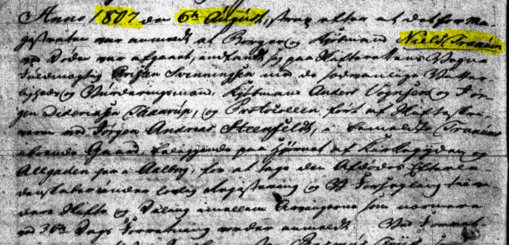 Skifte: Boet efter Niels Tranum. Hvad der præcis står her, kan jeg desværre ikke tyde.