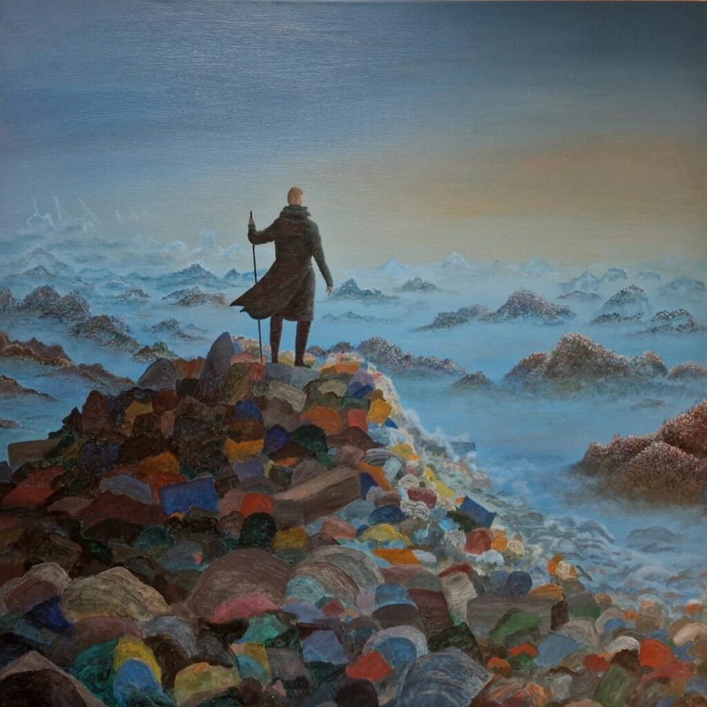 "Vandreren over forbruget", en pastiche over Caspar David Friedrich